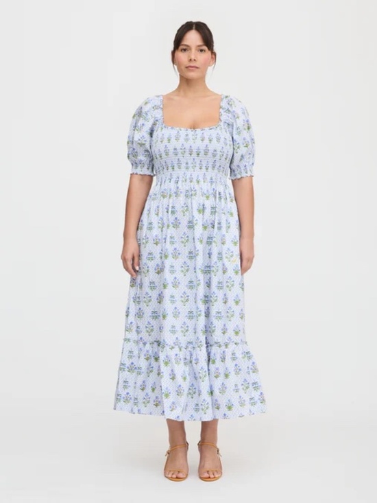 Hill House Louisa Nap Dress Blue Block Print XXXL - Picture 1 of 2